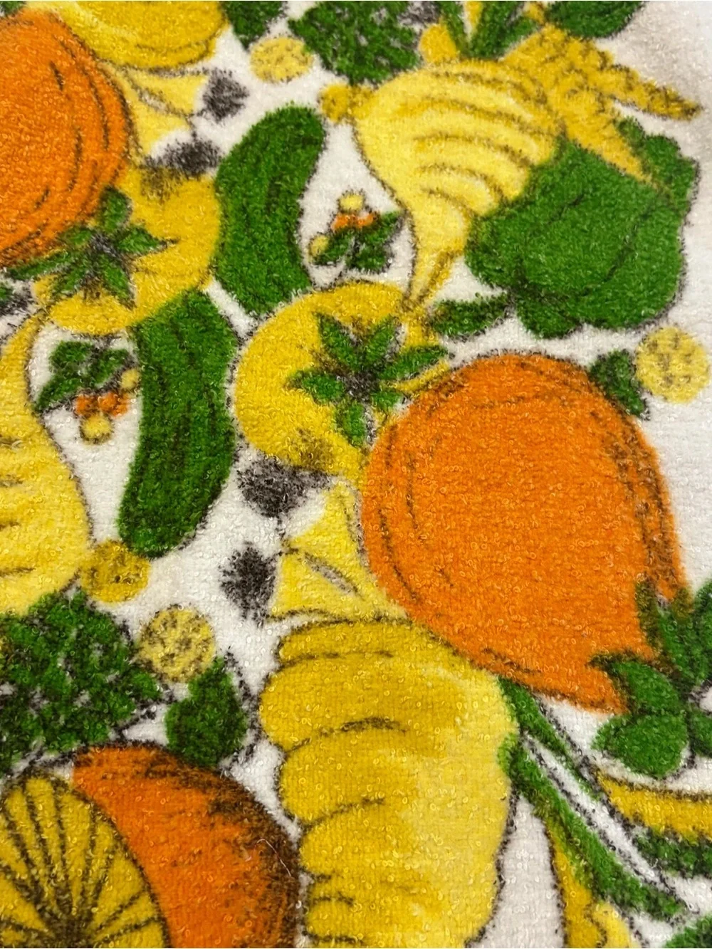 Vtg 70's Mushroom Cannon Kitchen Hand Towel Dish USA Cotton Terry Cloth MCM